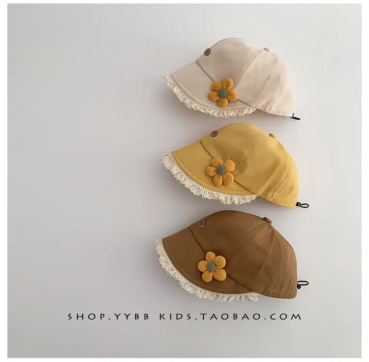 Children's Sweet Princess Lace Sunshade Cap Brown Beige — feature 6