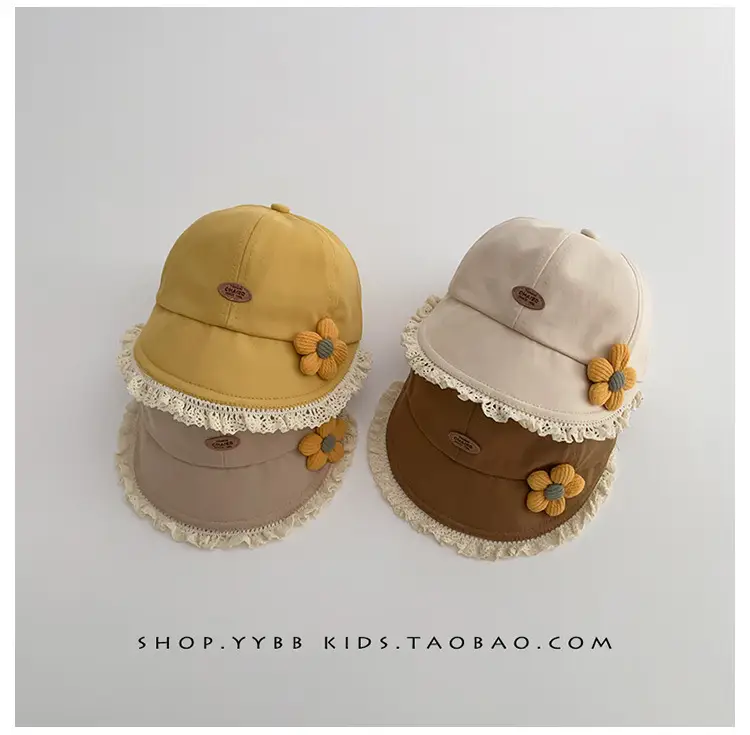 Children's Sweet Princess Lace Sunshade Cap Brown Beige — feature 7