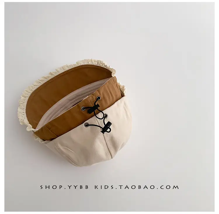 Children's Sweet Princess Lace Sunshade Cap Brown Beige — feature 9
