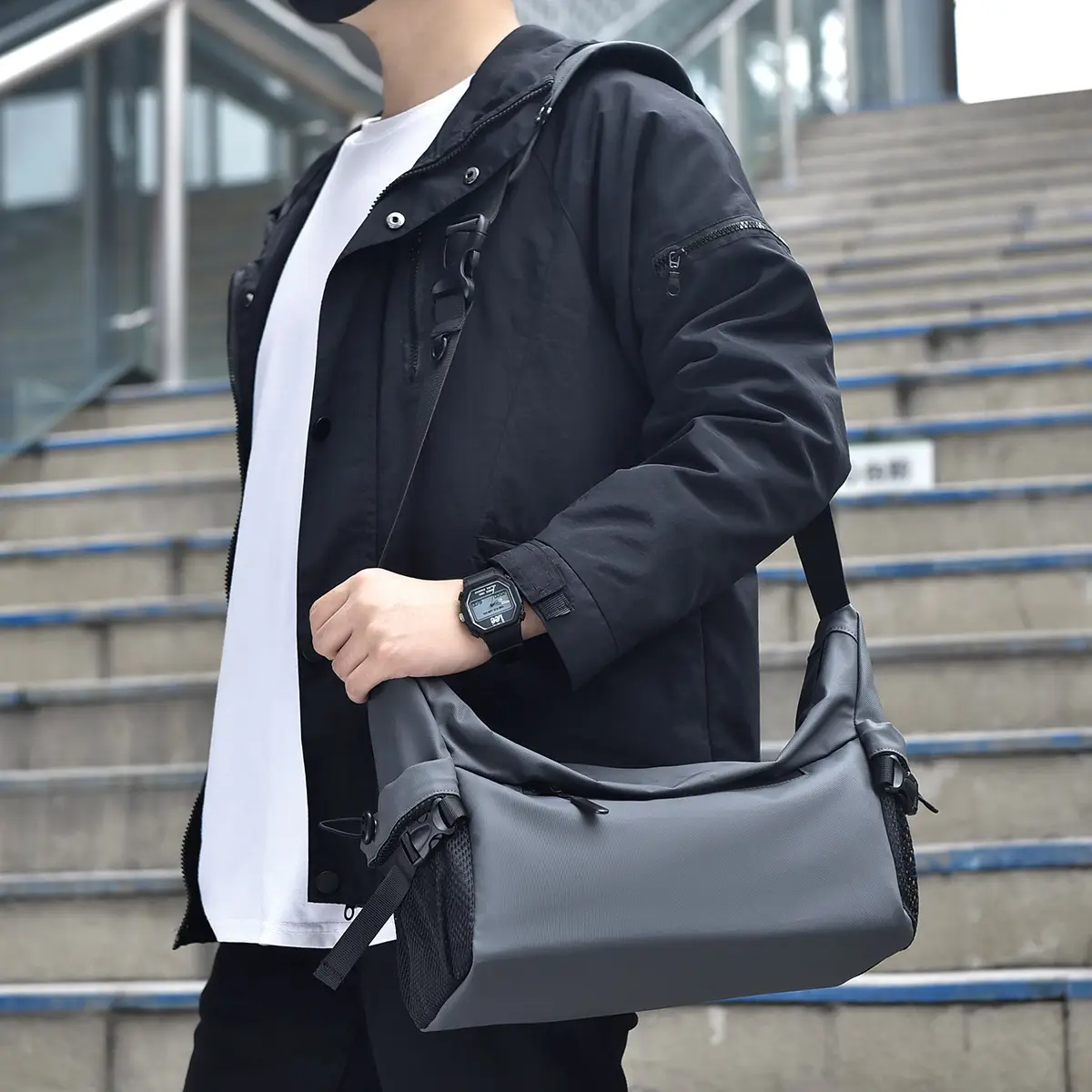 Men's Black Crossbody Shoulder Bag for Daily Use - Image 7