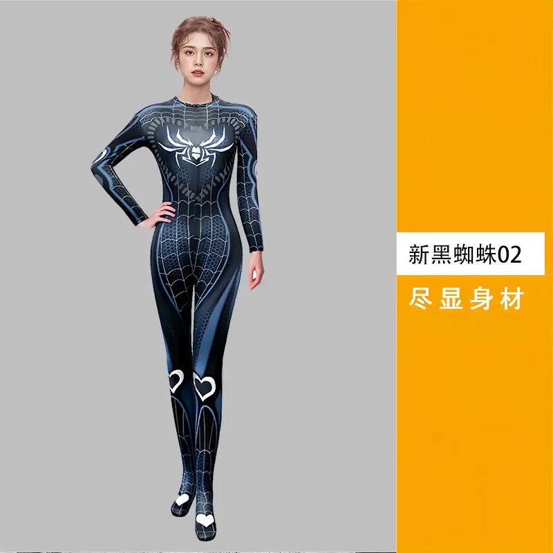 Cross-border Halloween Daji Cos Costume Black Women's Spider-Man Jumpsuit Asika Watch Pioneer Clothes