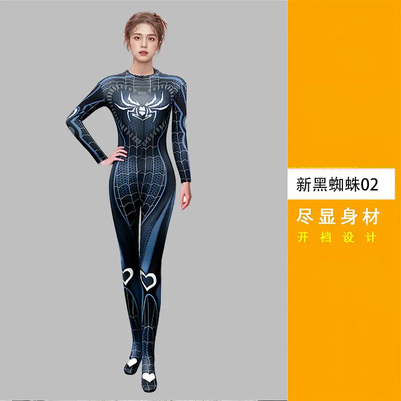 Cross-border Halloween Daji Cos Costume Black Women's Spider-Man Jumpsuit Asika Watch Pioneer Clothes