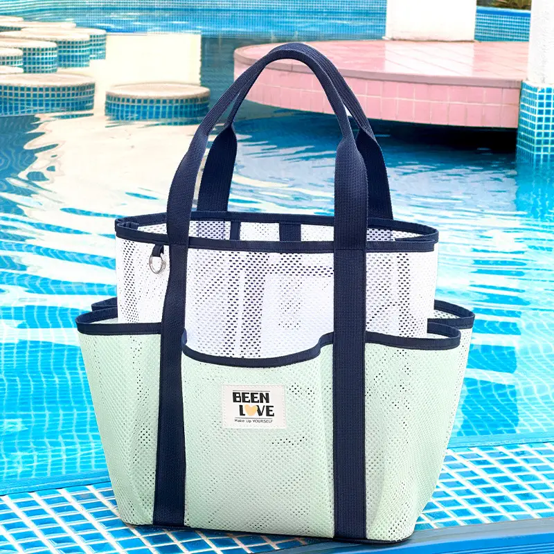 Large Capacity Mesh Travel Storage Bag with Cup & Handle