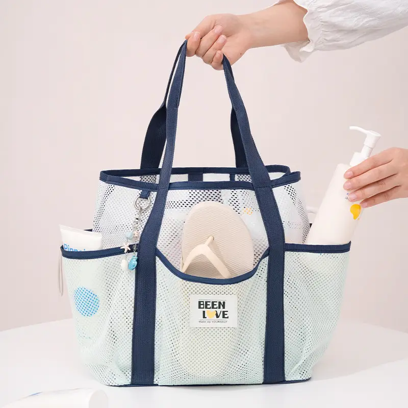 Large Capacity Mesh Travel Storage Bag with Cup & Handle