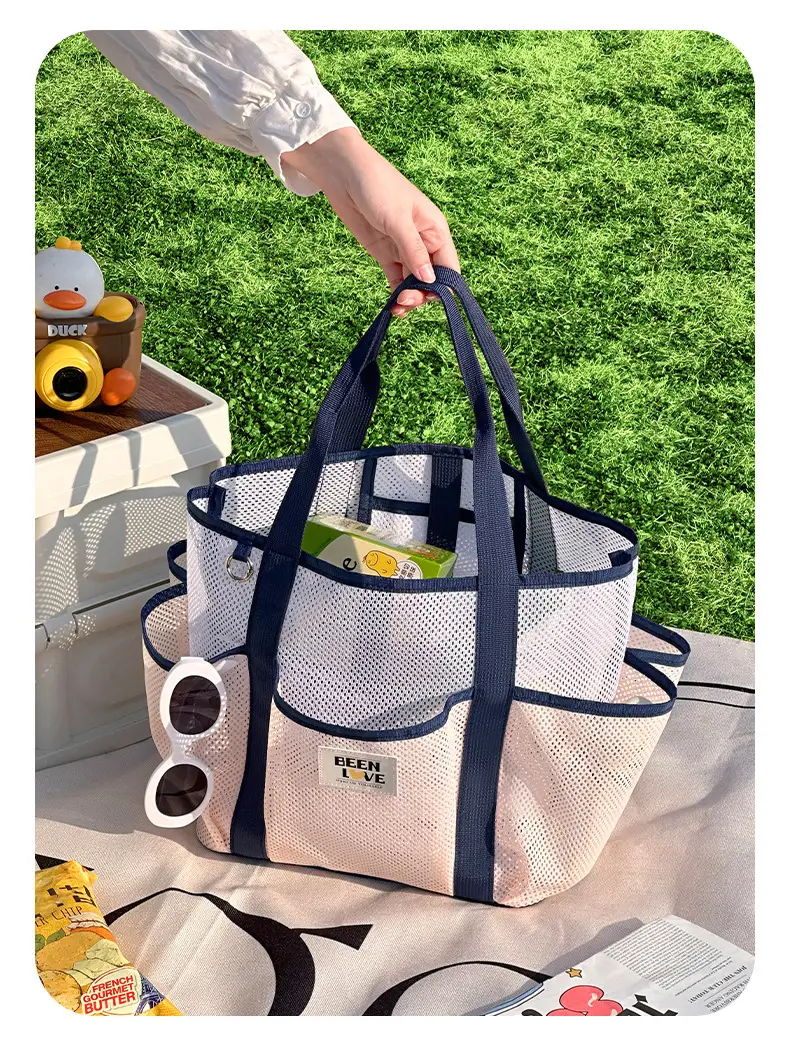 Large Capacity Mesh Travel Storage Bag with Cup & Handle — feature 14