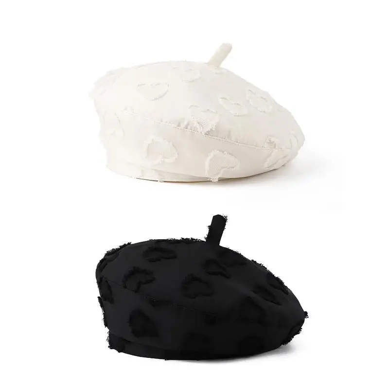 Women's White Velvet Reverse Face Beret Hat — feature 7