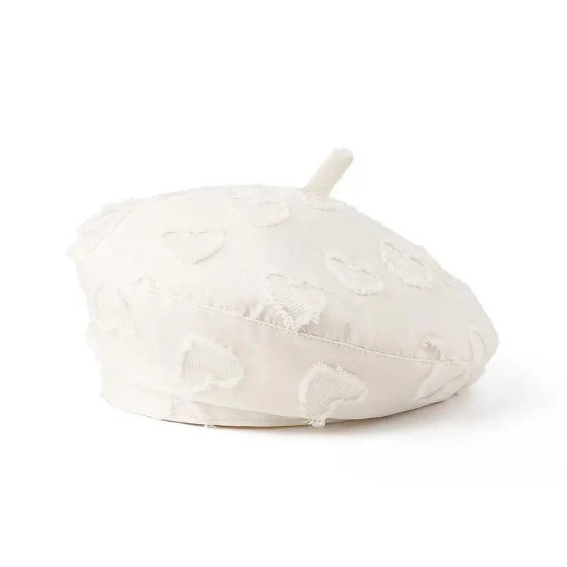 Women's White Velvet Reverse Face Beret Hat - Image 2