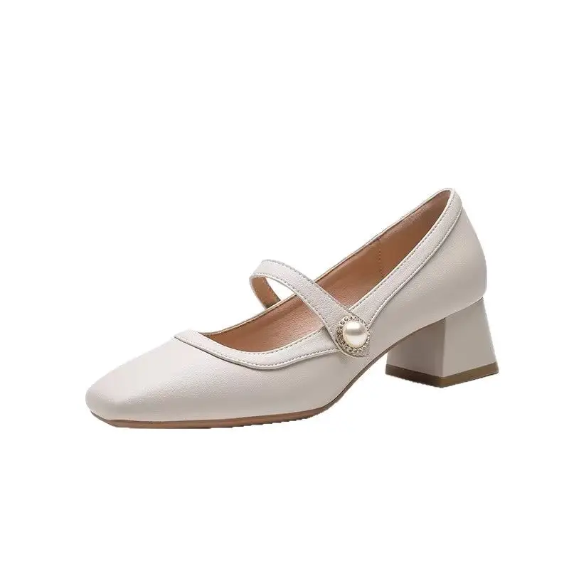 Mary Jane Shoes for Women 2026 Spring and Autumn New Style Chunky Heel Shallow Single Shoes Square Toe Cheongsam Hanfu High Heels - Image 5