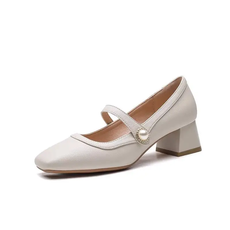 Mary Jane Shoes for Women 2026 Spring and Autumn New Style Chunky Heel Shallow Single Shoes Square Toe Cheongsam Hanfu High Heels — feature 10