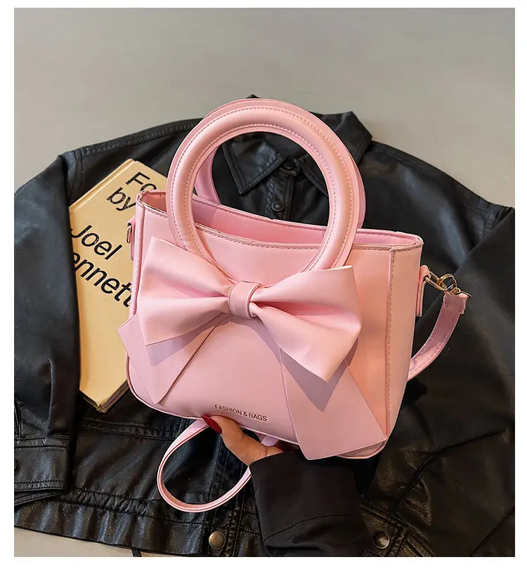 Light Blue Bow Tote Bag for Women Large Capacity Shoulder Bag — feature 2