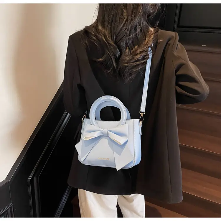 Light Blue Bow Tote Bag for Women Large Capacity Shoulder Bag — feature 29