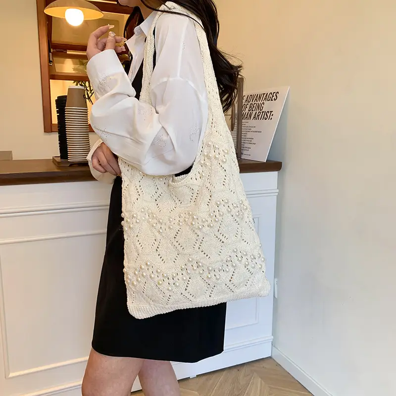 Women's Hollow Pearl Tote Bags 2025 Summer Large Capacity - Image 6