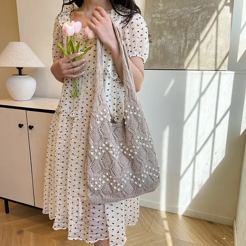 Women's Hollow Pearl Tote Bags 2025 Summer Large Capacity - Image 7