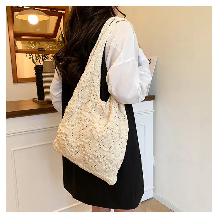 Women's Hollow Pearl Tote Bags 2025 Summer Large Capacity — feature 10