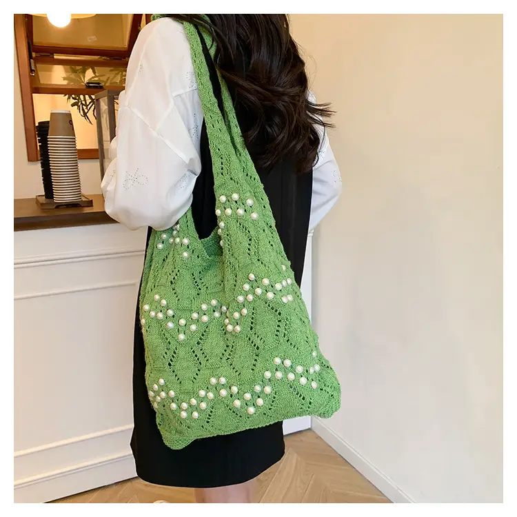 Women's Hollow Pearl Tote Bags 2025 Summer Large Capacity — feature 11