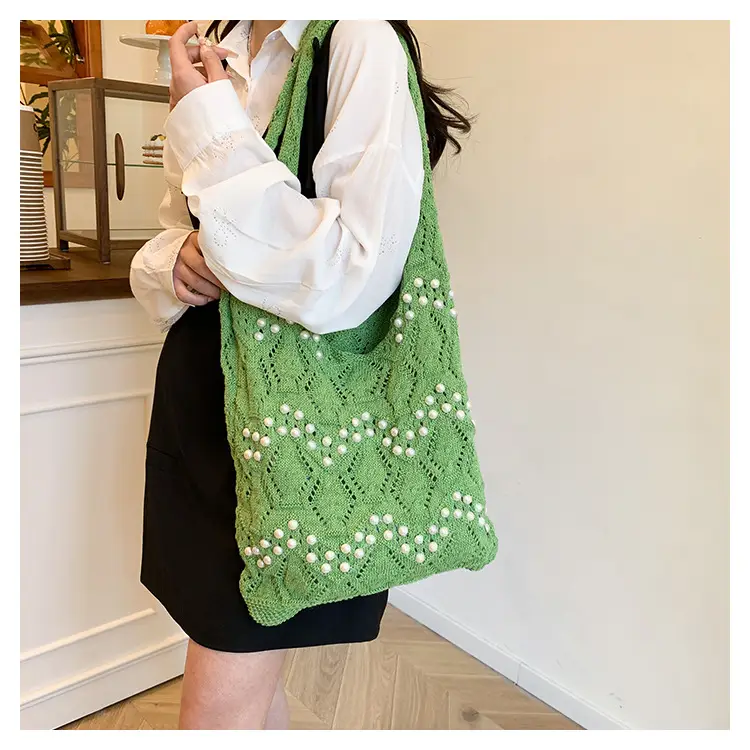 Women's Hollow Pearl Tote Bags 2025 Summer Large Capacity — feature 12