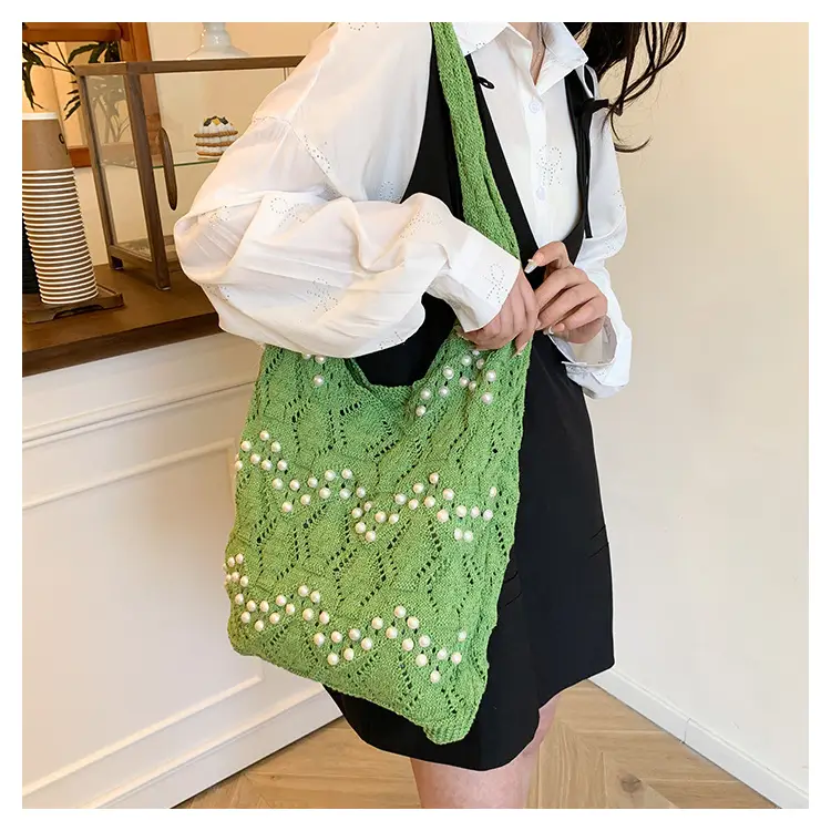 Women's Hollow Pearl Tote Bags 2025 Summer Large Capacity — feature 15