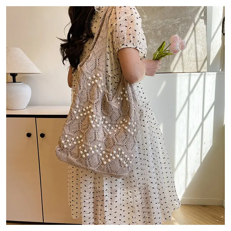 Women's Hollow Pearl Tote Bags 2025 Summer Large Capacity — feature 16