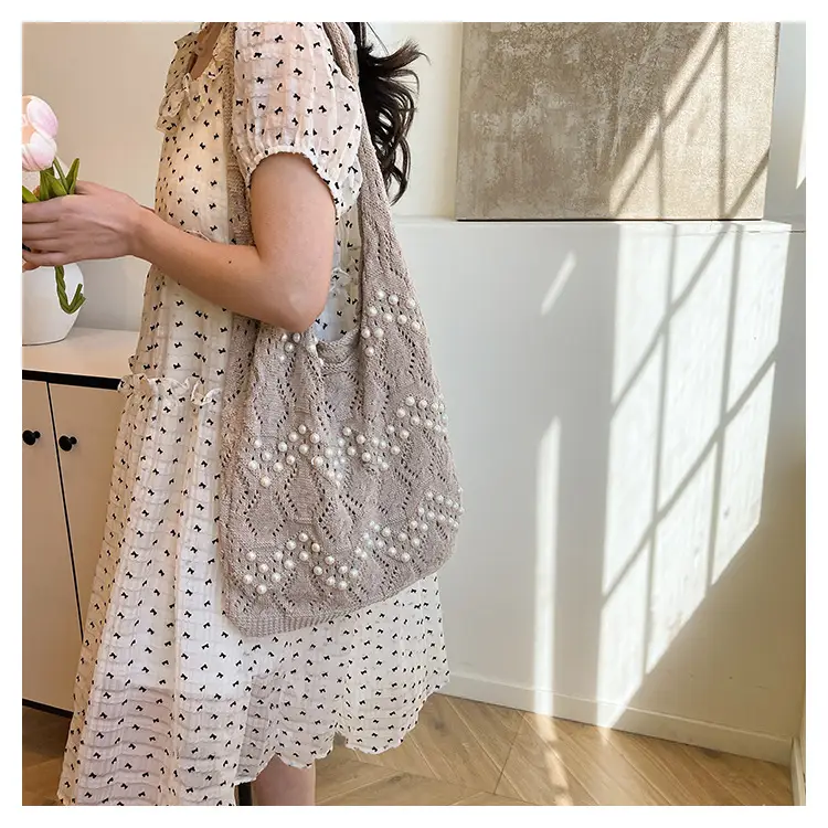 Women's Hollow Pearl Tote Bags 2025 Summer Large Capacity — feature 18