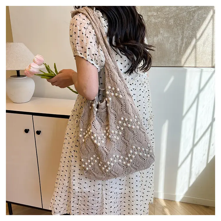 Women's Hollow Pearl Tote Bags 2025 Summer Large Capacity — feature 19