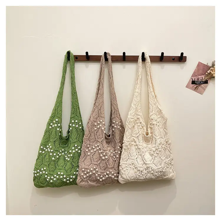 Women's Hollow Pearl Tote Bags 2025 Summer Large Capacity — feature 20