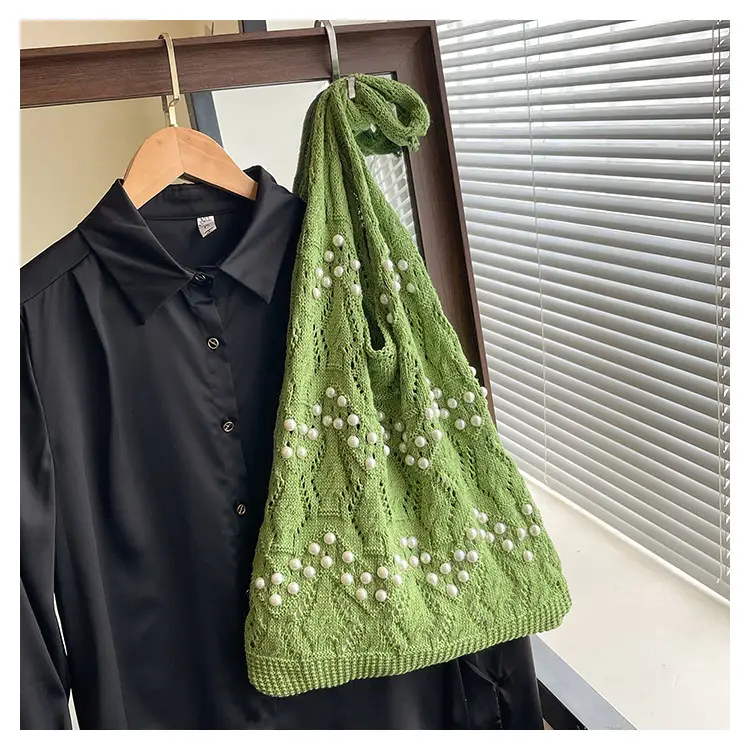 Women's Hollow Pearl Tote Bags 2025 Summer Large Capacity — feature 24