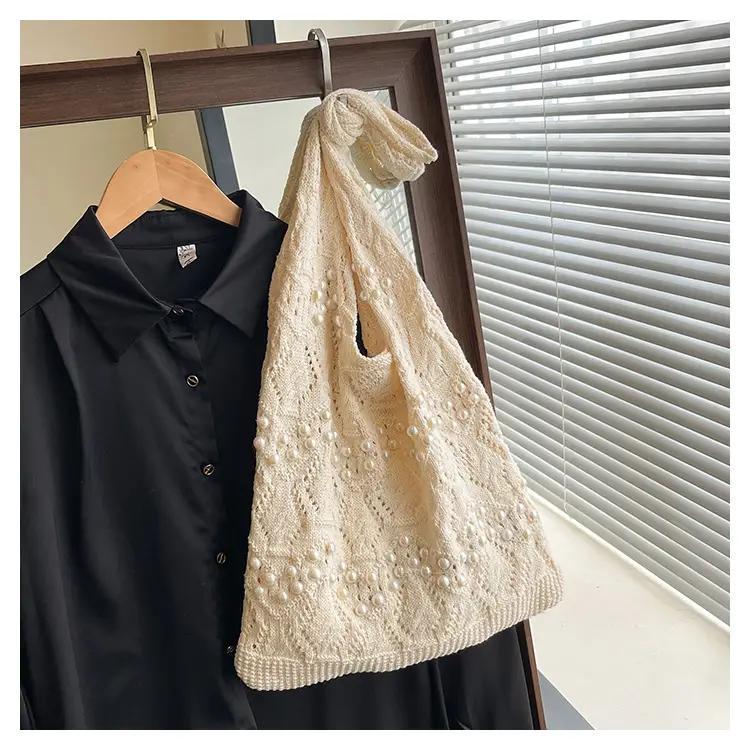 Women's Hollow Pearl Tote Bags 2025 Summer Large Capacity — feature 25