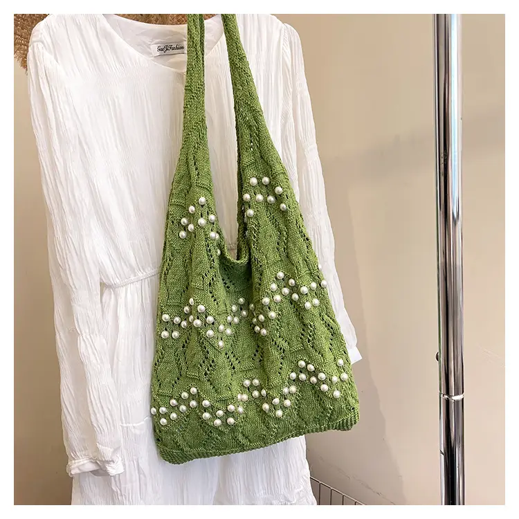 Women's Hollow Pearl Tote Bags 2025 Summer Large Capacity — feature 28