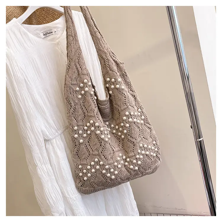 Women's Hollow Pearl Tote Bags 2025 Summer Large Capacity — feature 29