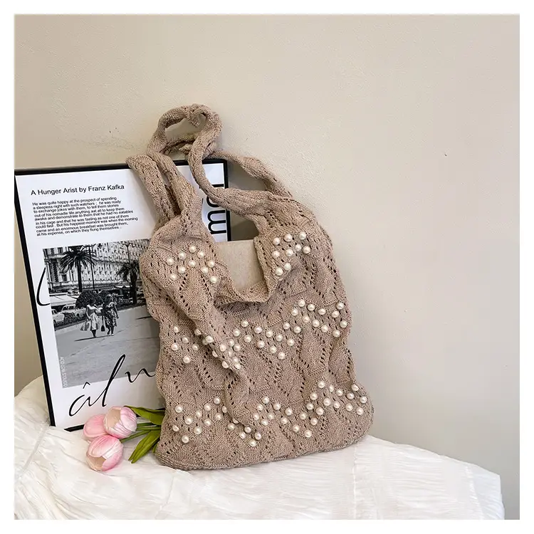 Women's Hollow Pearl Tote Bags 2025 Summer Large Capacity — feature 30