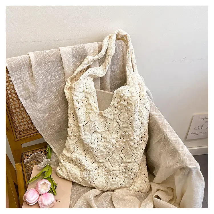 Women's Hollow Pearl Tote Bags 2025 Summer Large Capacity — feature 33