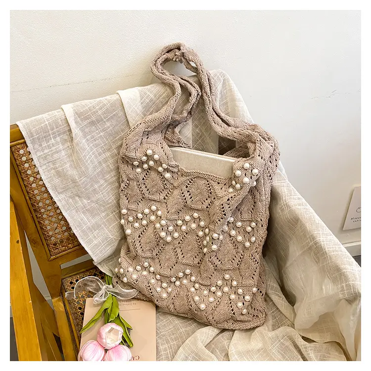 Women's Hollow Pearl Tote Bags 2025 Summer Large Capacity — feature 34