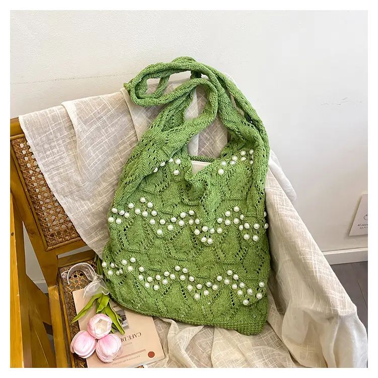Women's Hollow Pearl Tote Bags 2025 Summer Large Capacity — feature 35