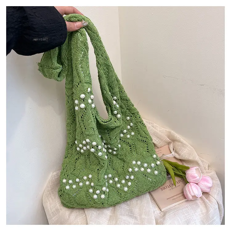 Women's Hollow Pearl Tote Bags 2025 Summer Large Capacity — feature 36