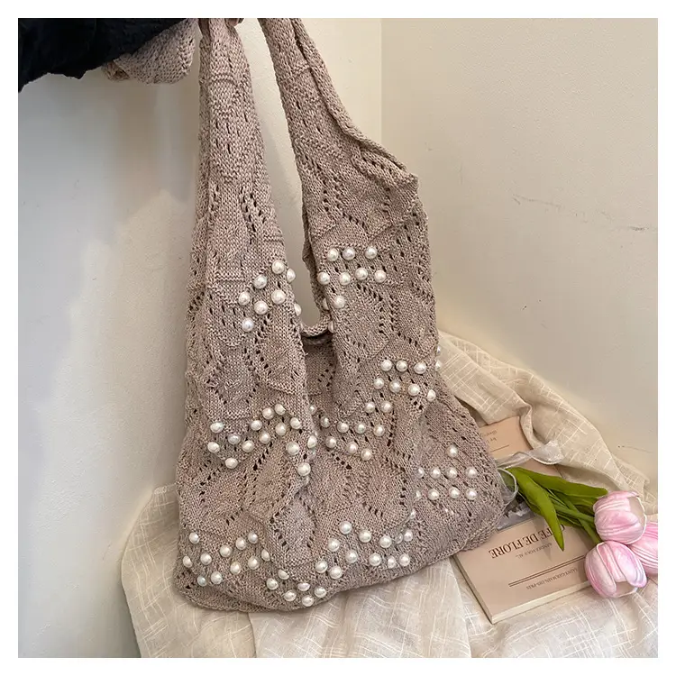 Women's Hollow Pearl Tote Bags 2025 Summer Large Capacity — feature 37