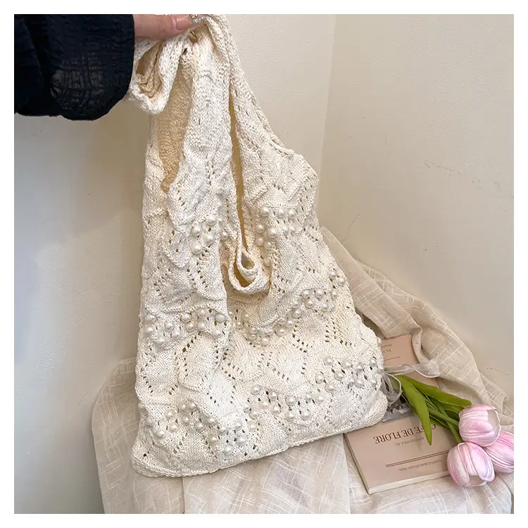 Women's Hollow Pearl Tote Bags 2025 Summer Large Capacity — feature 38