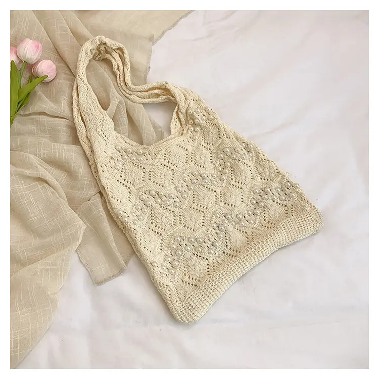 Women's Hollow Pearl Tote Bags 2025 Summer Large Capacity — feature 39