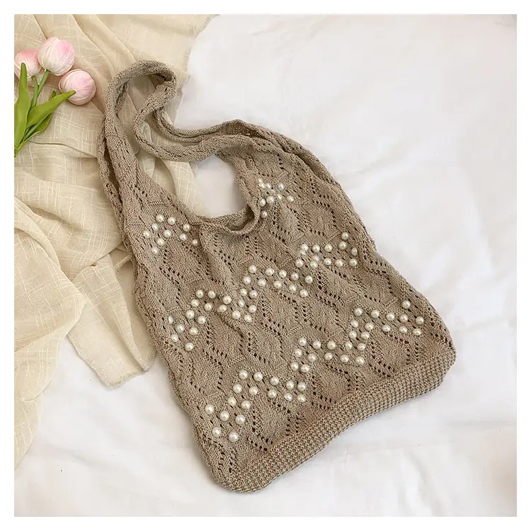 Women's Hollow Pearl Tote Bags 2025 Summer Large Capacity — feature 40