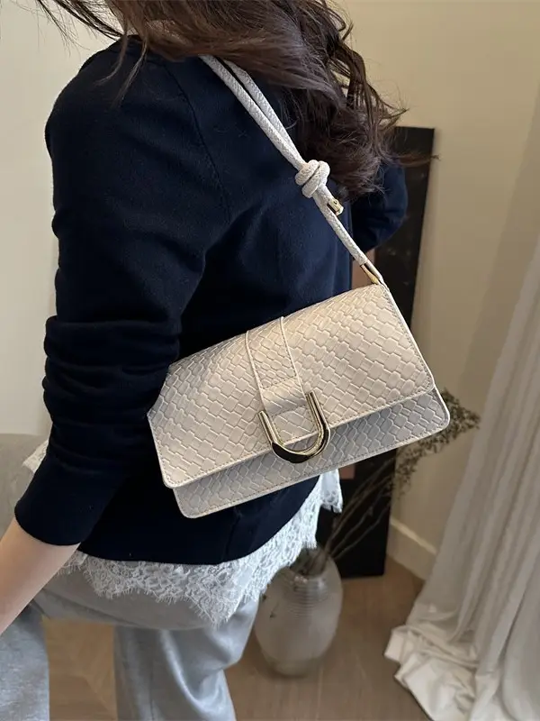 White Textured Shoulder Crossbody Bag for Women 2025 - Image 8