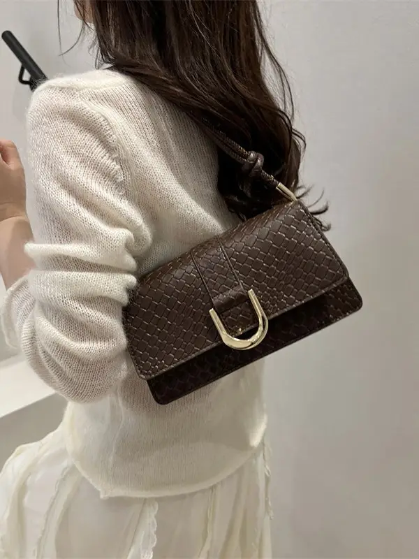 White Textured Shoulder Crossbody Bag for Women 2025 - Image 9