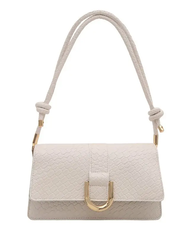 White Textured Shoulder Crossbody Bag for Women 2025 - Image 10