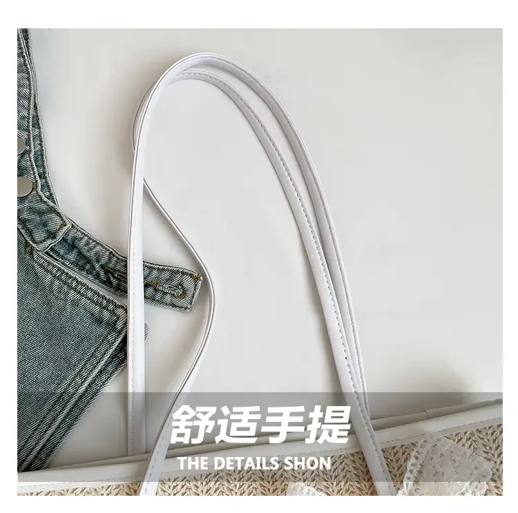 Women Straw Woven Handbag Large Capacity Peach Handle — feature 4