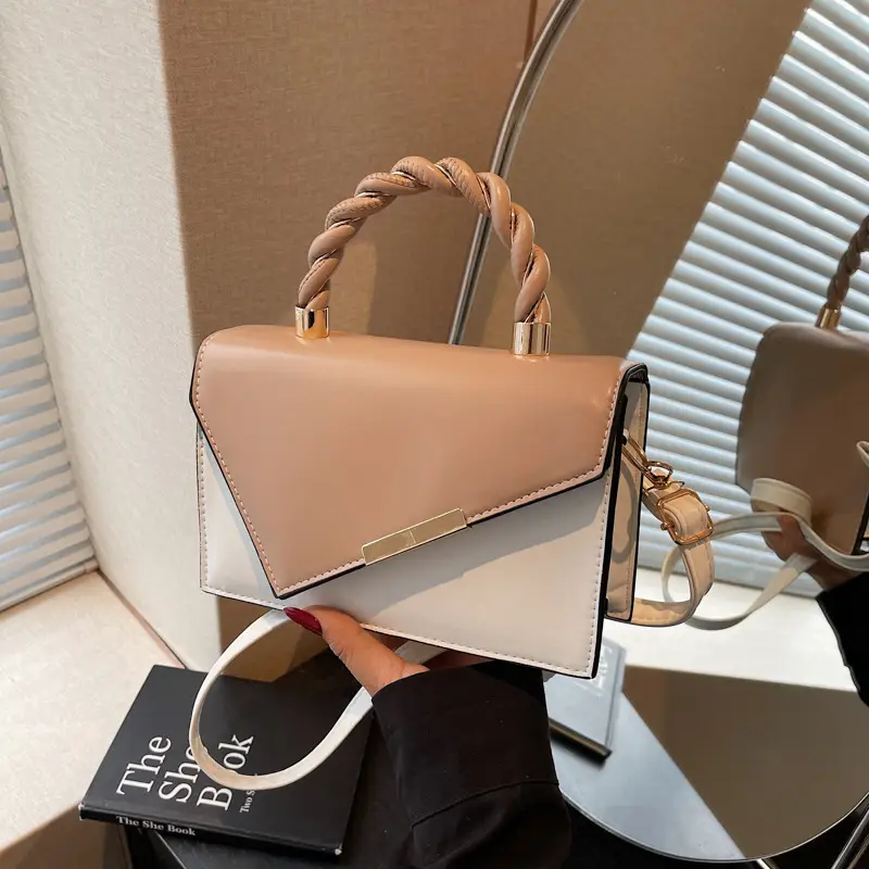 Patchwork Women Shoulder Crossbody Bag Beige White 2025 - Image 6