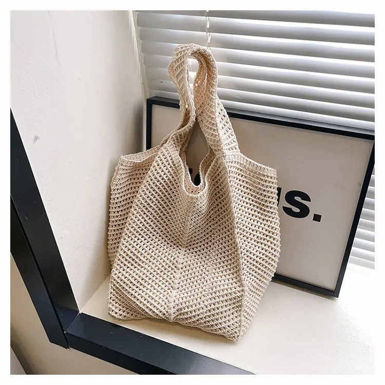 Women Knitted Hollow Shoulder Bag Large Capacity Casual Tote — feature 31