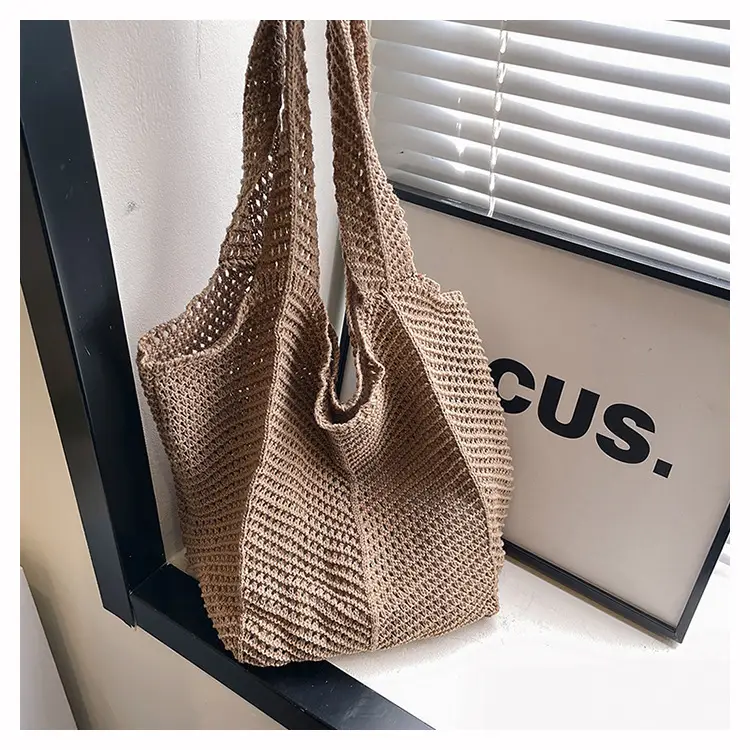 Women Knitted Hollow Shoulder Bag Large Capacity Casual Tote — feature 33