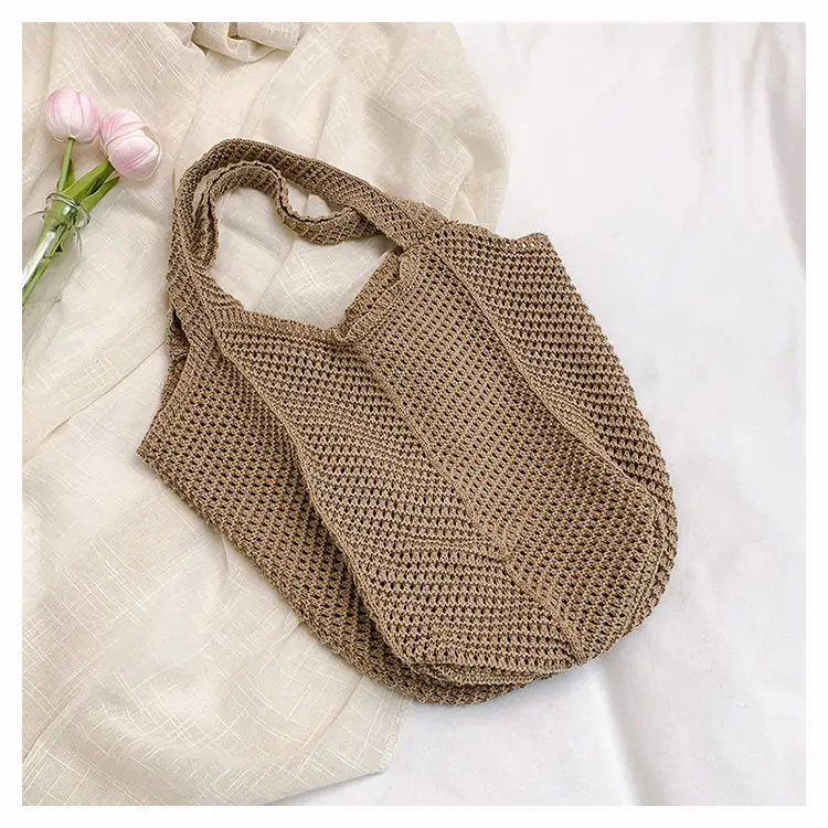 Women Knitted Hollow Shoulder Bag Large Capacity Casual Tote — feature 42