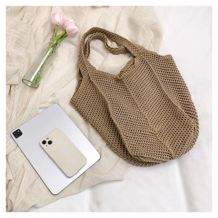 Women Knitted Hollow Shoulder Bag Large Capacity Casual Tote — feature 43
