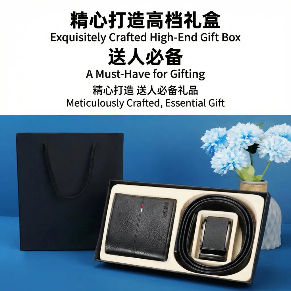 Men's Black Leather Belt Wallet with Tommy Hilfiger Logo — feature 2