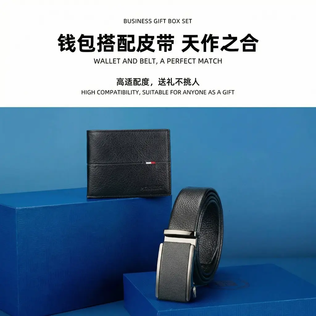 Men's Black Leather Belt Wallet with Tommy Hilfiger Logo — feature 3