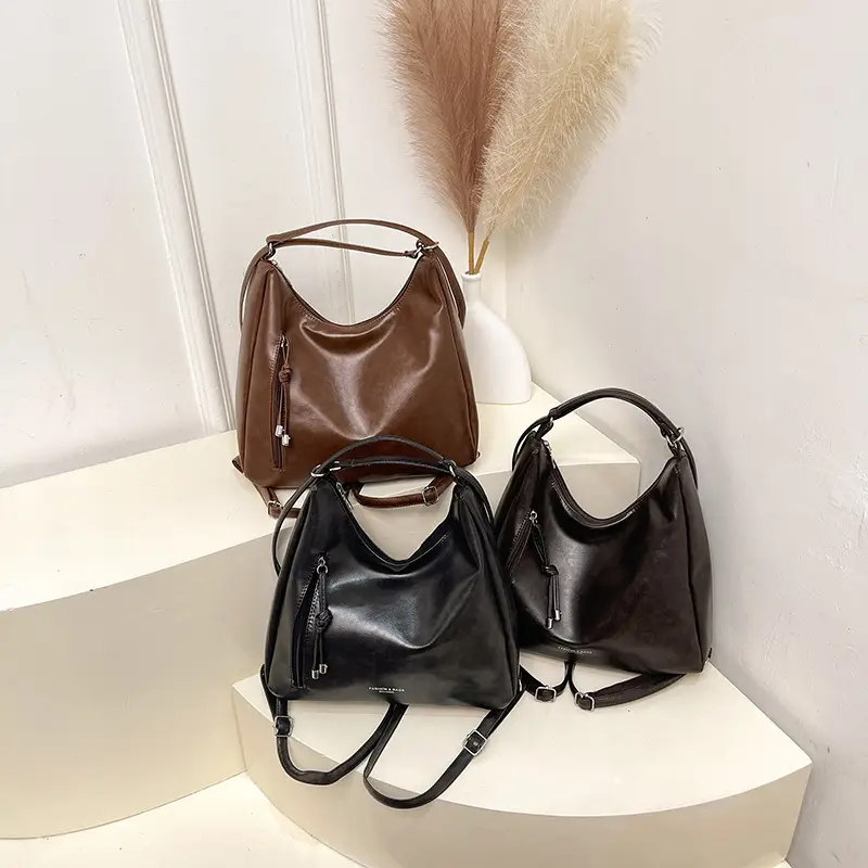 Women's Brown Leather Shoulder Bag with Detachable Strap - Image 5